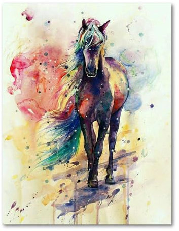 Fuumuui Peinture par numéros pour débutants adultes et enfants, avec pinceaux et peintures acryliques, 40 x 50 cm, animaux, cheval de randonnée