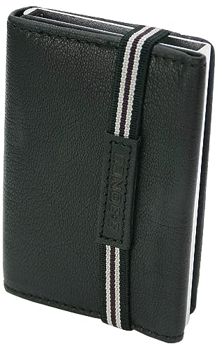 J.Jones - Slim Wallet mit Münzfach & RFID-Schutz - Echt-Leder Mini Geldbörse wahlweise mit Pop Up Kartenetui - Schwarz