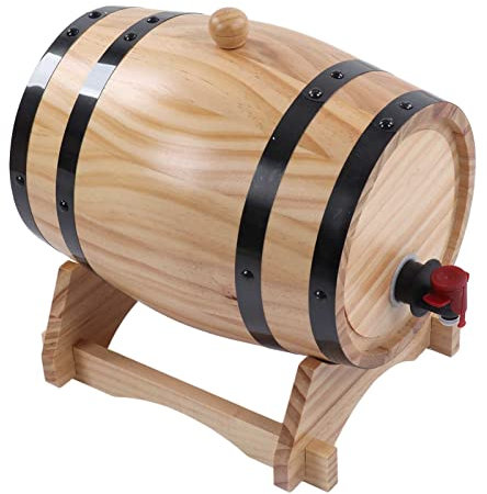 Weinfass aus Eichenholz 5L mit integriertem Steuerventil für dichte Versiegelung Holzfass für Weinherstellung, Bardekoration, Geschenkidee für Weinfreunde, Gastronomie, Grillabende