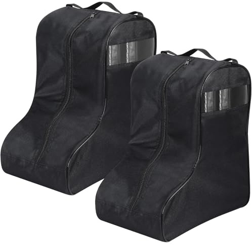 Clysee 2 Pcs Boot Bags for Cowboy Boots Portable Storage Bag for Travel Long Tube Shoes Bags Men Tall Shoe with Handle for Home Travel (Black)
