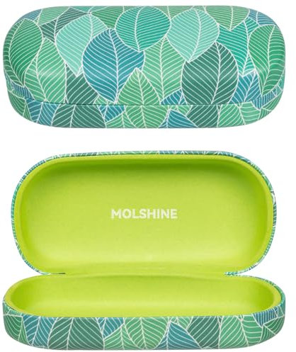 molshine Sonnenbrillen Etui aus Hartschalen Leder, klassisches großes Brillenetui für Damen und Herren, Sonnenbrillen (Blätter)