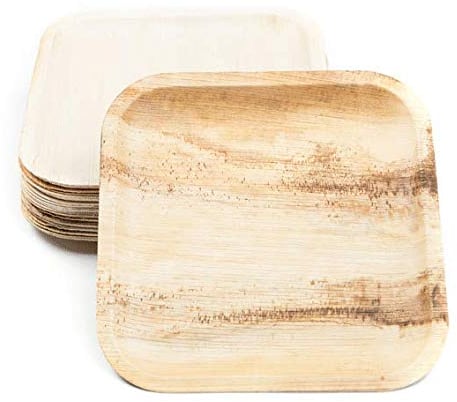 Little Cherry Eco-Friendly Square Palm Leaf Plates | Eco Disposable Plates, Great Alternative to Disposable Bamboo Plates | Biodegradable Compostable Plates for Catering & Events (10 Inch, 25, Count)