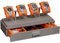 ROTHWELL Luxus-Uhren-Vitrine für 4 Uhren - Uhrenbox aus Leder mit Acryl-Abdeckung und abnehmbaren Einschubkissen - Zubehörschublade mit mehreren Konfigurationen (Grau/Orange)
