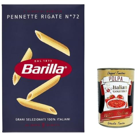 Italian Gourmet Pasta Pennette Rigate Nr. 72 italienische Nudeln 10 x 500g | Taglio corto scanalato, aus Hartweizengrieß; vielseitig für cremige Soßen und, Gesamtnettogewicht 5 kg + Kostenlos Polpa 400g