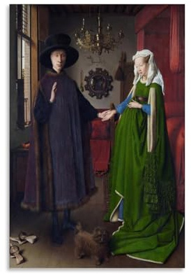 NgAnoh Das Arnolfini-Porträt von Jan Van Eyck, Leinwanddruck, Poster, Wandkunst, Bild, Gemälde, Leinwanddrucke, Kunstwerke, Schlafzimmer, Wohnzimmer, Dekoration, 30 x 45 cm