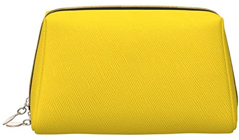 TRESILA Grande trousse de maquillage en cuir pour femme - Trousse de toilette portable pour femme et fille - Jaune bergamote, Taille unique