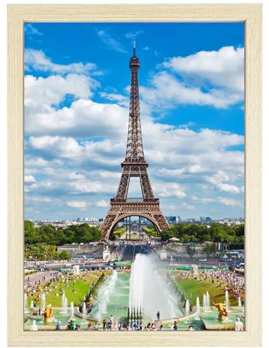 A4 Cadre Photo, Puzzle Cadre Photo, (21 x 29,7 cm) Cadre photo en chêne,Plexiglas de Haute Qualité, décoration murale à suspendre & à poser, pour photos/images, l'affichage de la Chambre du Salon