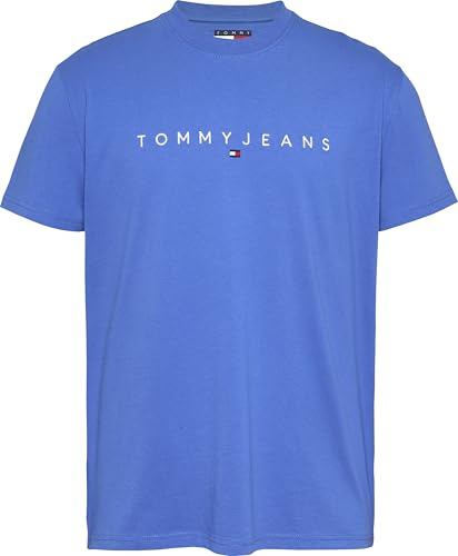 Tommy Jeans Herren TJM Reg Linear Logo Tee EXT Dm0dm20744 S/S T-Shirt, Blue (Tempo Blue), XS EU
