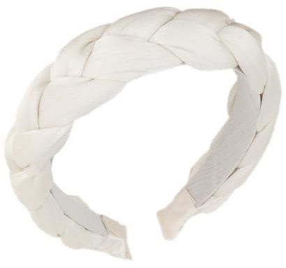 Geflochten Haarreif,Breit Stirnband,Haarband Damen,Mode Haarschmuck,Rutschfeste Haaraccessoires,für Damen und Mädchen,für Make up,Dusche,Hautpflege,Geburtstag,Party,Weiß