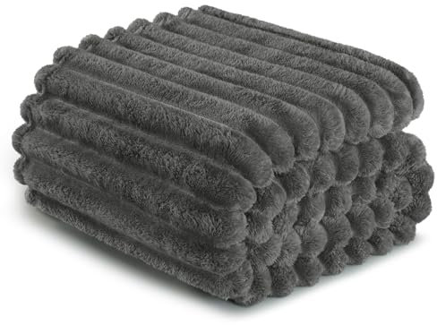 Exclusivo Mezcla Kuscheldecke Flauschig Fleecedecke Flanell Decke, Leichte und Warme Wohndecke Tagesdecke für Ganzjahreszeit, 230 x 270 cm Dunkelgrau