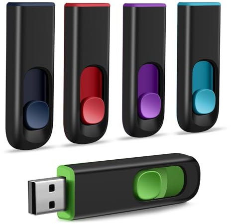 MAKACTUA Clé USB 2.0 16Go Lot de 5 USB Flash Drive Rétractable Mémoire Stick Stockage Données Pendrive, Clé USB 2.0 Memory Stick Flash Drive Noir