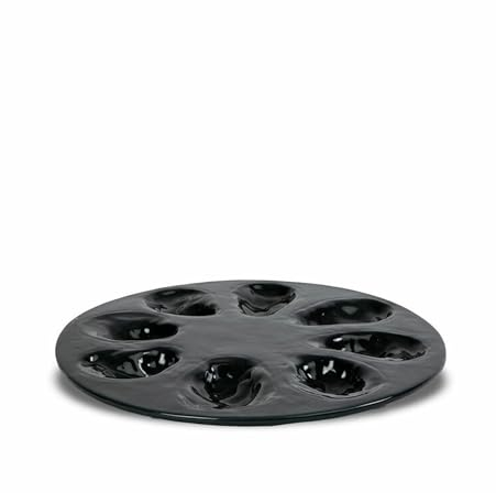 ByON Piatto Oyester per 8 ostriche, colore grigio, in porcellana, dimensioni: 27 cm, 5228615505