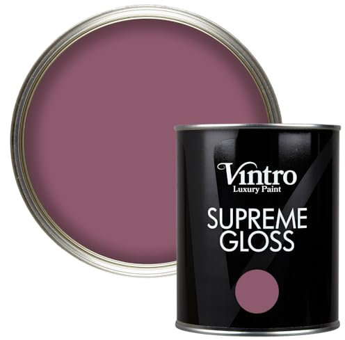 Vintro Paint | Gloss Paint | for Walls | Wood | Trim | Gloss Furniture Paint | Interior & Exterior Use. 1 Litre (Aubergine - Old Mauve)