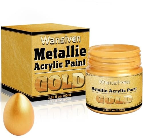Wansiven Acrylic Gold Paint, Metallic, Non-Toxic, Non-Fading, Ideal for Canvas, Wood, Clay, Fabric Crafts, 100ml