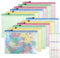 12Pcs Plastic Wallets with Labels, A4 Zip Lock Folders, Waterproof Mesh Document Bag for School Office Travel, Colorful Zipper Pouch Pocket for Bill Luggage Homework Jigsaw Storage