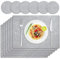 Table Mats Dual Sided, Faux Leather PlaceMats and Coaster Sets of 6, Indoor Place Mats for Dining Table Outdoor Place Mat, Square Non-Slip Washable Table Mats (Silver)