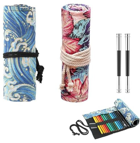 SEPWGUMD Rollmäppchen Waldorf – Leinwand Groß Stifte Mäppchen, Vielseitiges Pinseltasche Schule und Pinseltasche für Kreativitätsliebhaber – Stifterolle, Pinsel Etui Schule, Leinwand Pencil Wrap