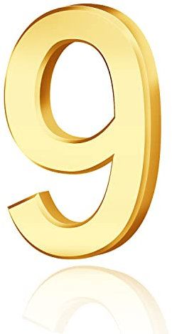Lotsdonxia Self-Adhesive 3D Gold Numbers (0-9) for Addressing House, Apartment, Hotel, and Street Room Doors as Mailbox Stickers-9