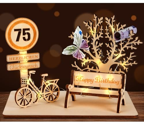 I LOVE MOM Geldgeschenk Geburtstag Holz, Fahrrad Geschenk, DIY Dreidimensionale Bäume Sitzbank Deko Zahlen für Geschenke, Hochzeiten, Partys, Geburtstage, Jubiläum (GYY-75)