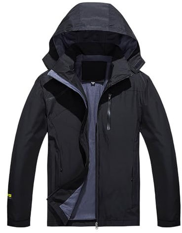 Herren Winterjacke Sale, Winterjacke Herren Winddichte Skijacke - Snowboardjacke Wasserdicht Wanderjacke Gefütterte Übergangsjacke Trekkingjacke Mit Abnehmbarer Kapuze Männer