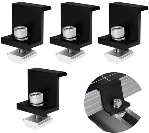 4 Stück Solarpanel Halterung,Solarmodul Halterung 30mm Endklemme Kit,Befestigung Solarmodulhalter mit Schrauben,Balkonkraftwerk Befestigung,Solarpanel Z Halterung Randklemme für Wohnmobil,Dach,Camping