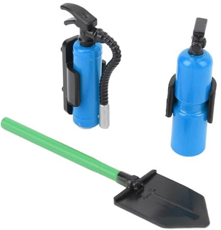 RC Fire Extinguisher Shovel Kit, RC Decorative Prop for 1/10 Climbers with Shovel and Fire Extinguisher Set, Car Accessory Kit (Blue