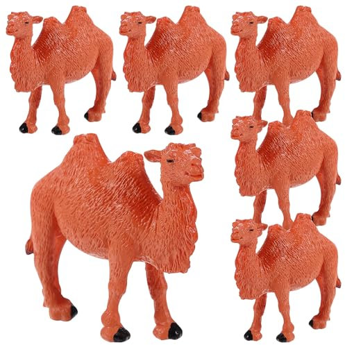 MOLUCKFU 6stücke Teiliges Miniatur Kamel Modelle Aus Langlebigem PVC Realistische Wüstentier Figuren Für Kinderzimmer Bildung Tisch Gartendeko Lebendige Kamelstatue Als Nachwuchsspielzeug