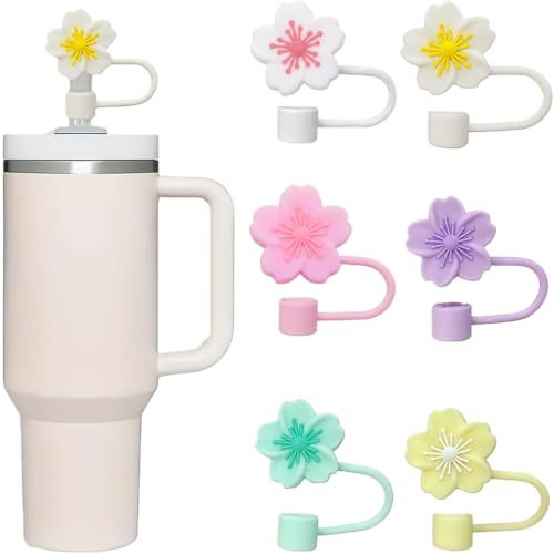 AFCJLTO Tapa de Silicona con Pajita para Copa Stanley - Accesorios 6 Piezas de 10 MM