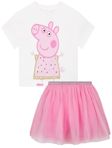 Peppa Pig Maglietta Ragazza E Gonna, Set 2 Pezzi Maglia E Gonna Tulle Bambina, Set Vestiti Bambina