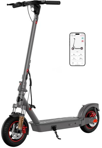 SISIGAD E Scooter 10 Zoll Elektro Roller Erwachsene mit Doppel Federung und App, Electric Scooter Adult 450W Motor 36V 10.4AH Batterie 20km/h Geschwindigkeit, E Roller mit Doppelbremse Stoßdämpfer