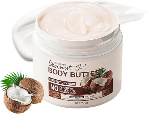 Coconut Body Butter For Women, Coconut Body Lotion Natural Cream,Body Moisturiser For Women Dry Skin For Back,Leg,Hand - Skin Care Nourish Frindly 200g