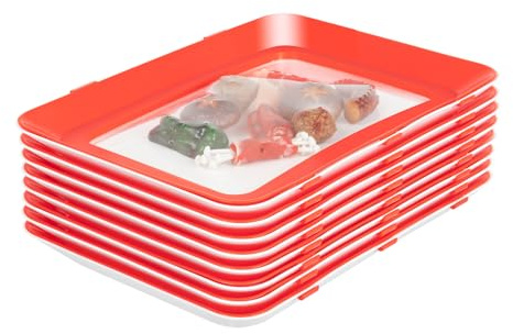 LIAIZE 8 Stück Frischhaltetablett, 30 * 22 * 3cm Stapelbare Food Preservation Tray, Wiederverwendbares Vakuumdichtung Frischhaltedosen, Lebensmittelkonservierung Tablett