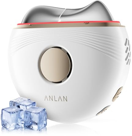ANLAN Electric Gua Sha Face Massager Hot & Cold Therapy White Gold Color | EMS 3-Color LED Facial Sculptor Red Light Therapy for Face & Neck, Depuffing, Lymphatic Drainage, Skin Firming Gift for Women