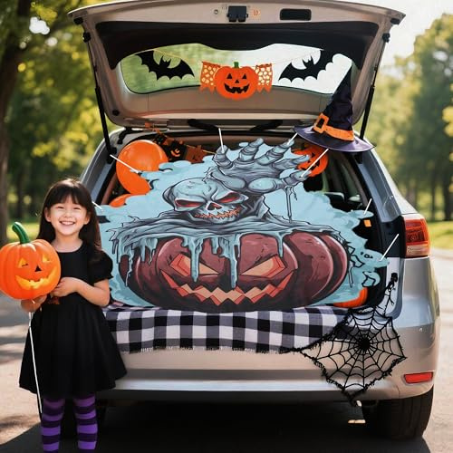 Gyrodymix Kofferraum Oder Süßes Banner Halloween Deko Für Auto SUV LKW Garage Außenbereich Torbogen Outdoor Party