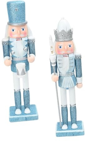 Toyvian 2pièces Figurines De Casse-Noisette Bois Bleues pour Décoration De Noël Lot de Soldats De Vacances pour Table Et Maison