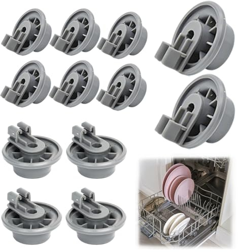 12pcs Dishwasher Lower Rack Wheel Replacement Parts,Dishwasher Basket Wheels Dishwashers Cutlery Basket Rollers Compatible with Bosch Compatible with Siemens