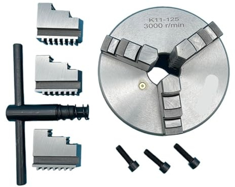 Manuelles 3-Backen-Selbstzentrierspannfutter 125mm K11-125 für Drehbank - Holz/Metall Präzisionsfutter mit Gleitbacken