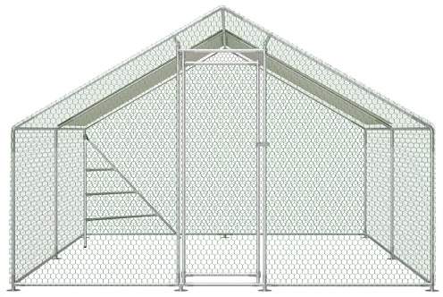 Metall-Voliere 3x4m – Großes Freilaufgehege für Hühner & Kaninchen mit Dach & Sicherheitsschloss – Winterfest, Raubtiersicher & UV-beständig