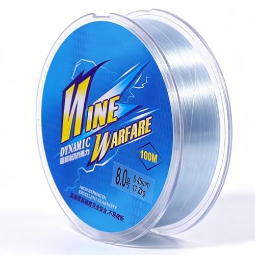Fil de pêche en nylon 100 m ligne de pêche en nylon, ligne de pêche monofilament transparente, ligne d'environ 0,45 mm de diamètre