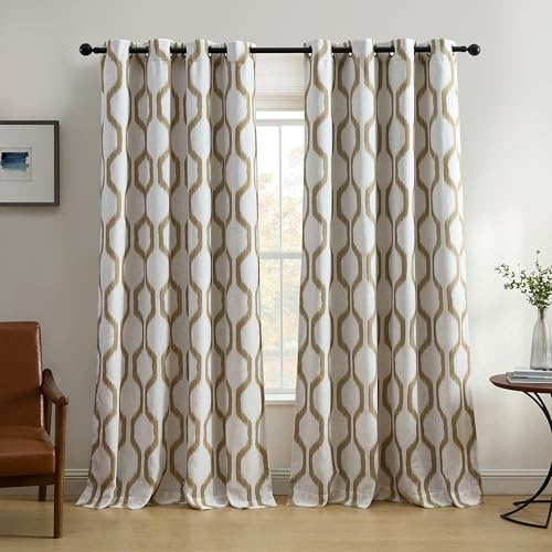 Elrene Home Fashions Renzo Ikat Geometric Room-Darkening Window Curtain, Living Room and Bedroom Drape with Grommets, 52x95, 1 Panel, Natural