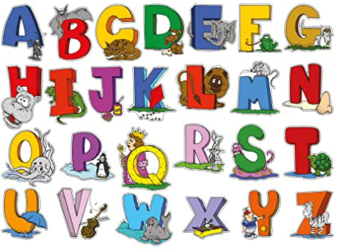 Autocollant mural Alphabet avec des images ART VOITURE - mur graphiques bricolage décoration, papier peint de décoration murale, autocollants en vinyle (Medium-100/40cm Multicolor)