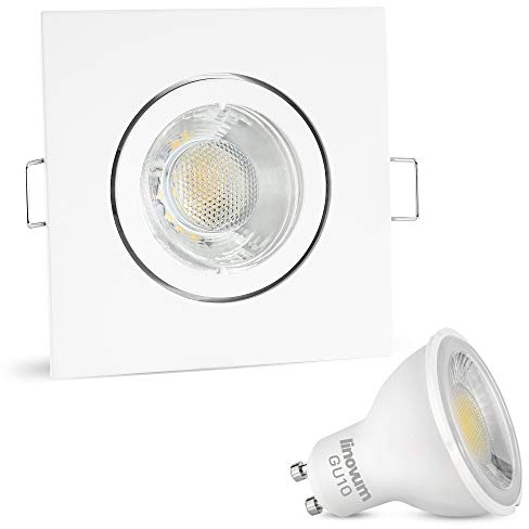 linovum LED Einbauleuchte 6W GU10 in weiß & schwenkbar Lichtfarbe neutralweiß - Deckenspot eckig für 230V ohne Trafo mit Lampe