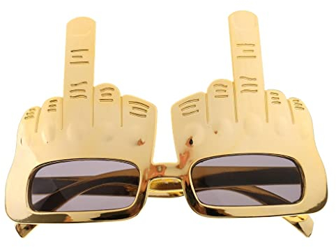 Mittelfinger Design Sonnenbrille Spaßbrillen Party Kostüm Zubehör - Gold