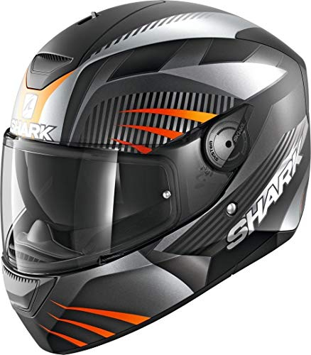 SHARK Herren NC Motorrad Helm, Schwarz/Orange, M