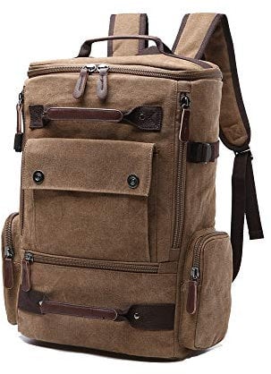 Canvas Backpack, Casual Backpack Unisex Vintage Canvas Rucksack Hiking Backpack Travel Bag Laptop Backpack School Bag Student Bag Satchel Trekking Backpack Camping Bag Coffee