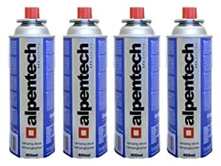 ALPENTECH - Cartouche gaz camping 4 x 250g butane UN2037 encliquetable Recharges pour Désherbeurs Réchauds et Lampes camping
