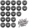 Rubber Cutting Board Feet with Stainless Washer and Screws, 1 inch Black Round Rubber Feet, Non Slip Bumper Pads for Furniture, Electronics & Application,20 Pack (25 * 23 * 9)