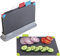 Cooks Professional Index Chopping Board Set | Set of 4 Non Slip Chopping Boards with Stand | Cutting Boards with Colour Coded Tabs for Fruit & Vegetables, Cooked Food, Raw Meat & Fish | Dark Grey