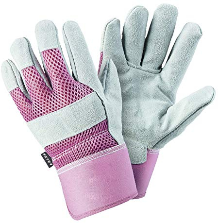 FZTEY Brambles Nettles Rose Gardening Gloves, Safety Work Protective Leather Gauntlets For Men and Women Lady Birthday Christmas Festival Gift, Rigger Washable Gripper (L, Pink, 1 Pairs)