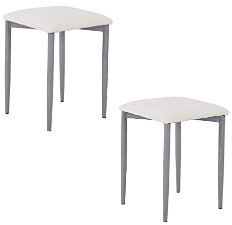 Noorsk Design Lote de 2 taburetes Bajos de Cocina París (Blanco)